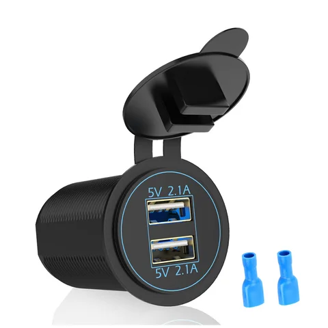 Port Panel Cigarette Lighter Dual USB Car Soket Charger Adapter  Voltmeter Socket Charger 4.2A Fast  Power for RV Camper