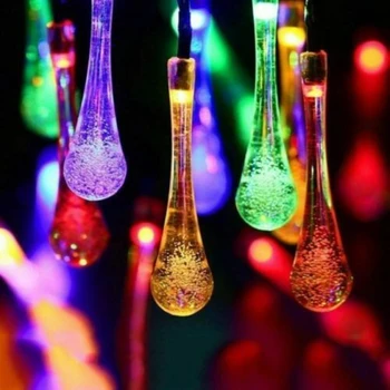 

Raindrop-shaped Crystal Solar Lamp Power LED String Fairy Lights Solar Garlands Garden Christmas Decor Outdoor Decor