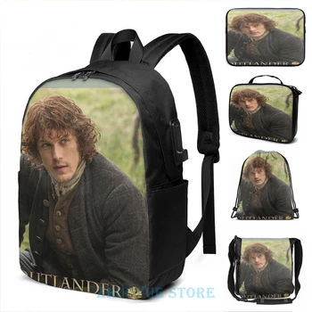 

Funny Graphic print Outlander Jamie Fraser(2) USB Charge Backpack men School bags Women bag Travel laptop bag