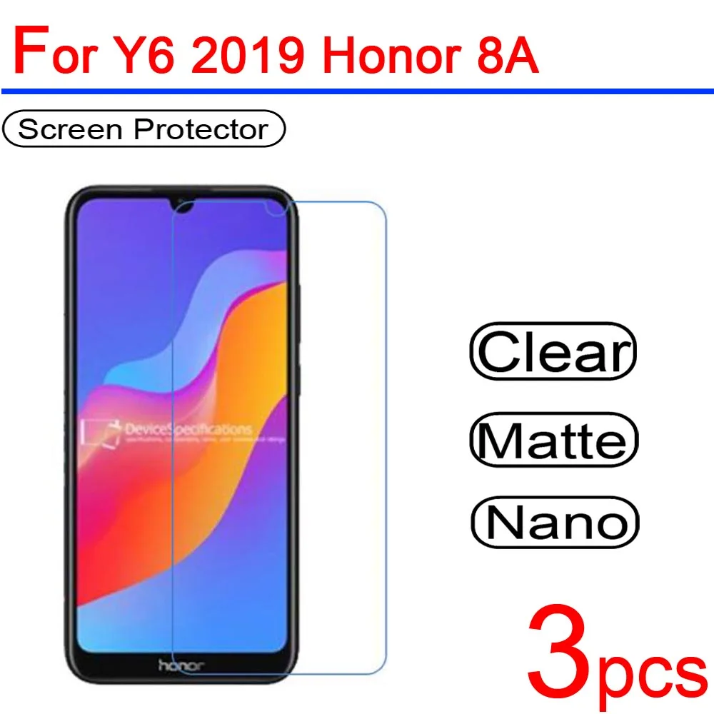 3 шт ультра чистый глянцевый ЖК-экран для honor 8A 8 S защитная пленка huawei Y5 Y6 Y7 Y9 2019 pro