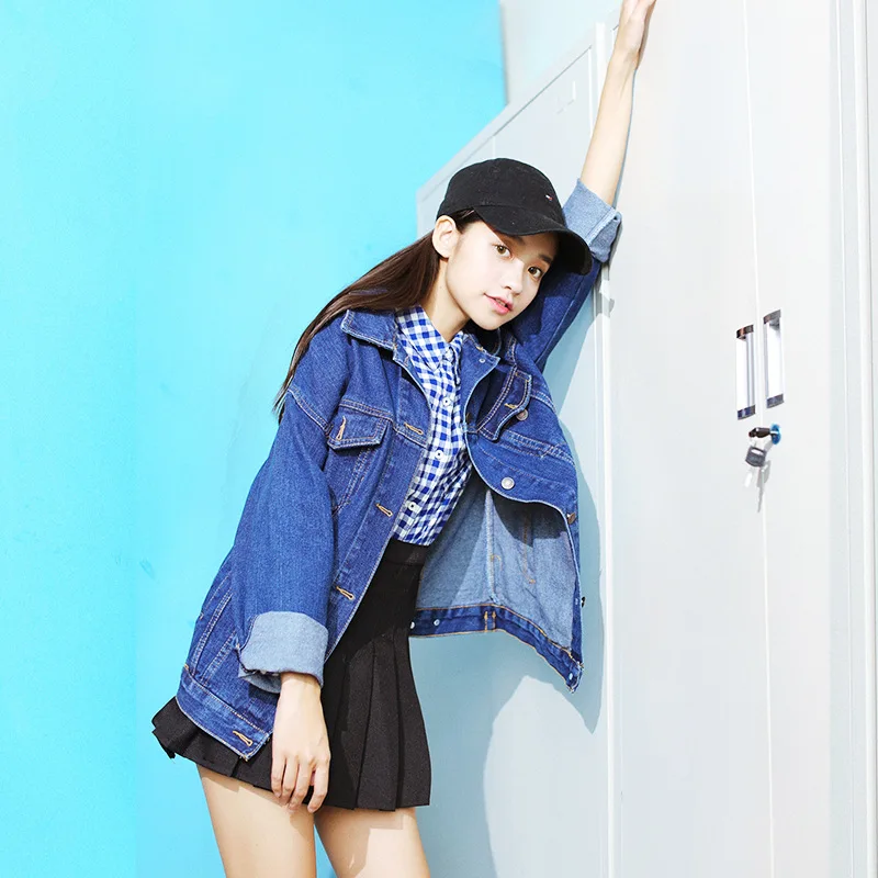 

Photo Shoot Loose-Fit Jeans Coat Large Size Students Mid-length Denim Top BF Style Versatile Denim Jacket