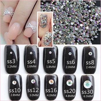

High Quality Nail Art Glass Rhinestones Round Nail Rhinestones Jewelry Craft Shiny Crystal Clear ab Flat Back Crystal Stones
