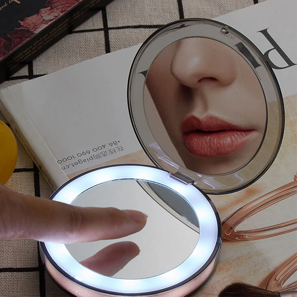 

Portable Makeup Mirror LED Travel Makeup Mirror Foldable Compact USB Charging Cosmetic Mirror Cosmetics Tools Round Mirror