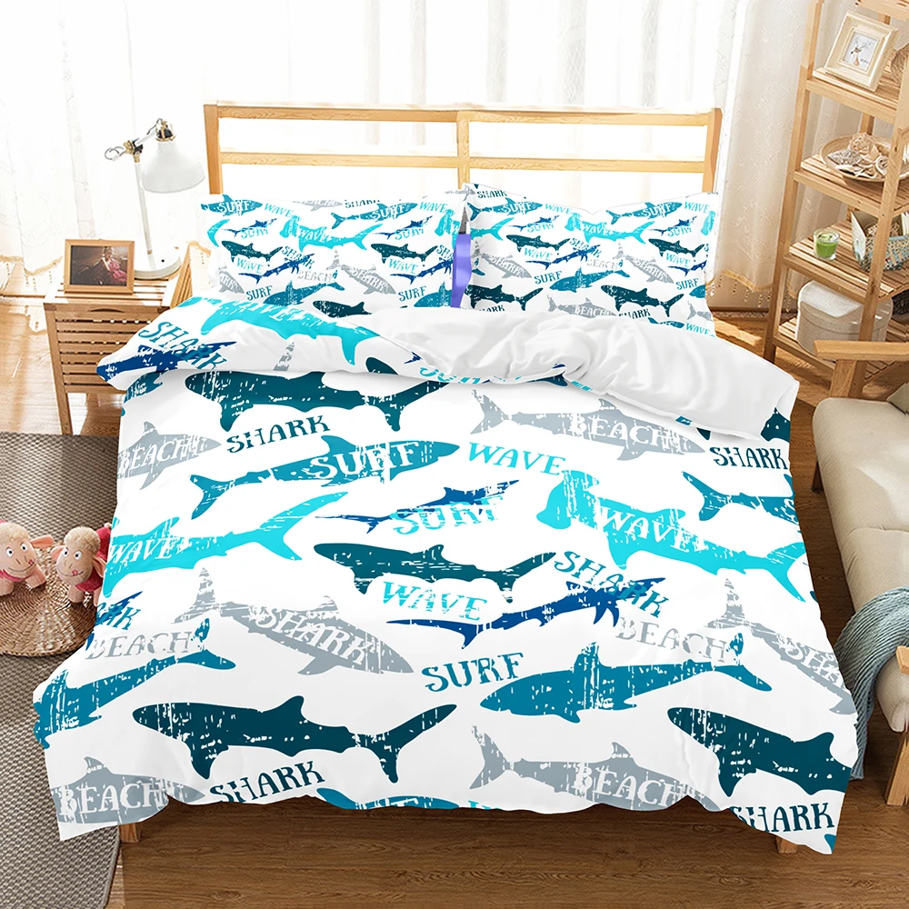 Комплект постельного белья BEST.WENSD Shark Синий из одеяла и ткани