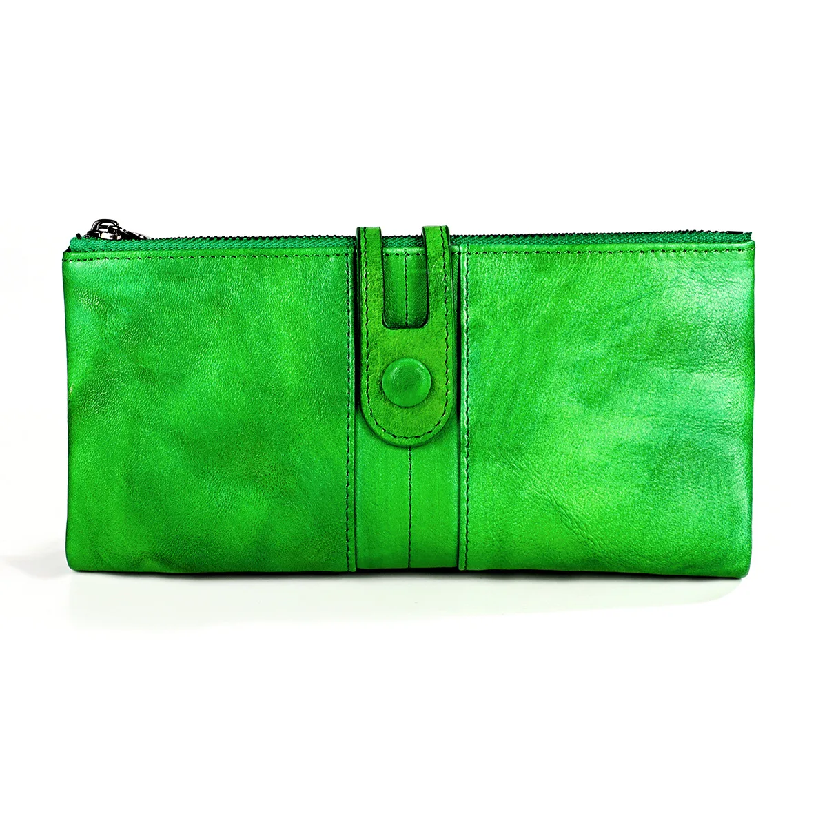 Green Женские кошельки, кошелек из натуральной кожи, женский клатч для мобильного телефона с карманом для монет, длинные женские кошельки на молнии и кошелек, блокировка Rfid - Цвет: Green