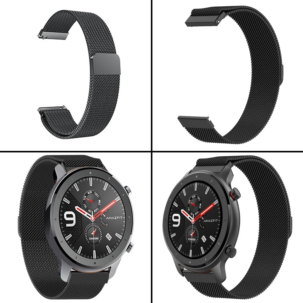 22mm Strap For Huami Amazfit GTR 47MM Smart Watch Steel Metal Milan Waterproof Strap For Huami Amazfit GTR For Amazfit Stratos