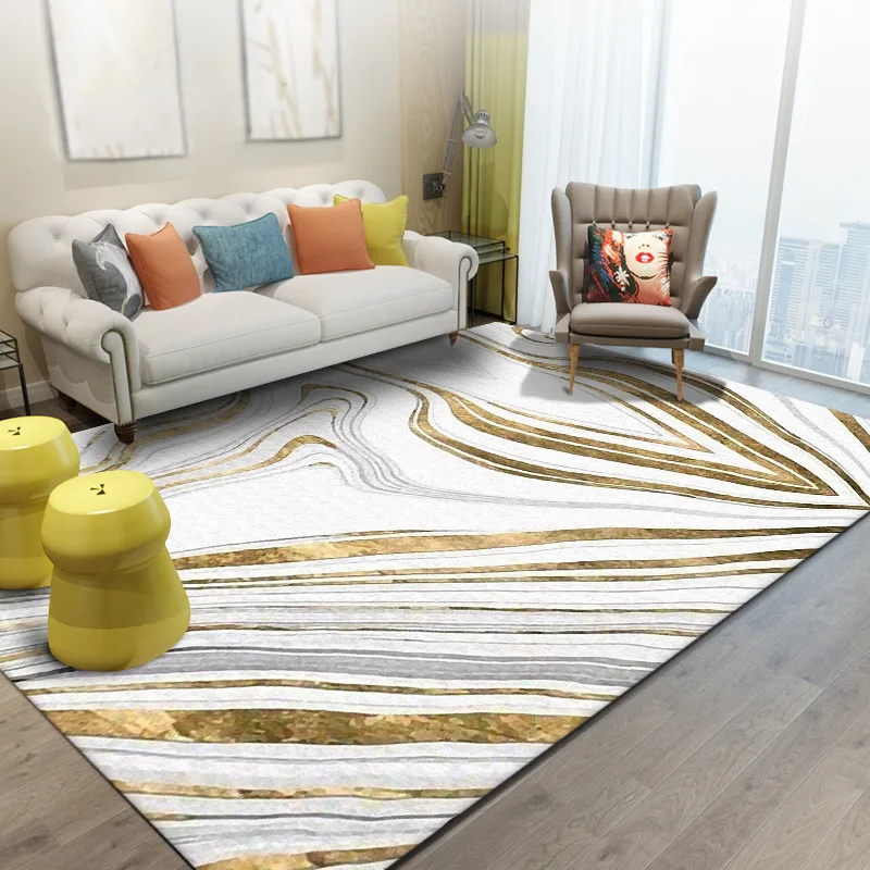 Fashion Nordic style Gold Abstract lines Abstract lines floor mat bedroom Crystal velvet carpet custom made living room door mat