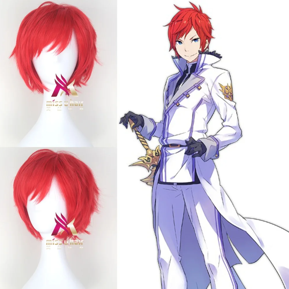 Re:Life in a Different World from Zero Reinhard van Astrea Cosplay Wigs 30cm Red Synthetic Hair Perucas Wig +wig cap | Тематическая