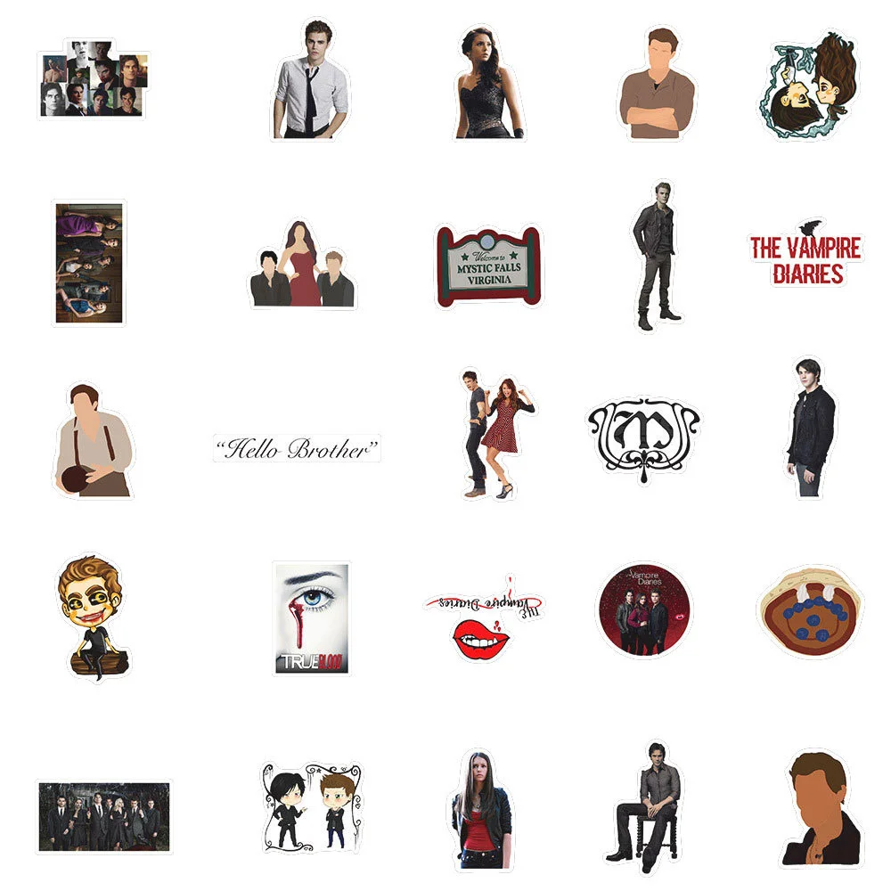 10/30/50PCS Popular American TV Series The Vampire Diaries Graffiti Stickers Luggage Motorcycle Laptop Stickers Wholesale