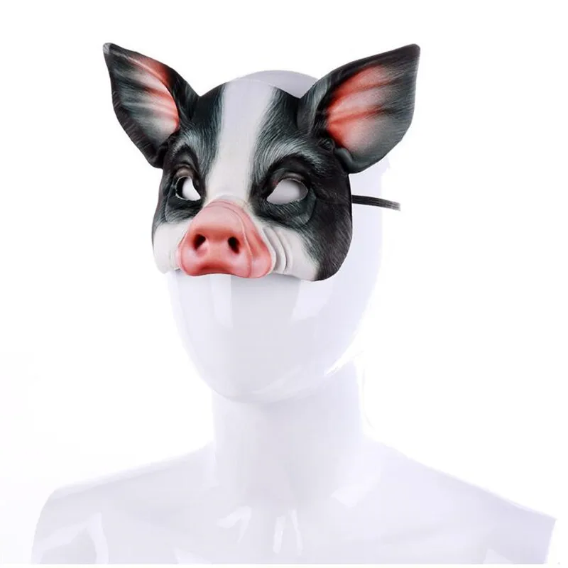 Маска животного для хеллоуина Тигр Волк кролик лиса косплей аксессуары реквизит костюм для вечеринки мяч панда дракон свинья ведьма Половина лица маска