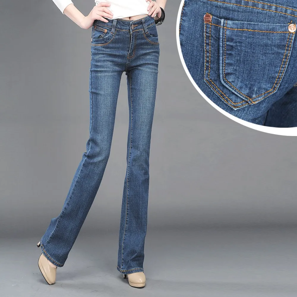 Spring And Autumn Elastic Women Jeans Boot Cut Plus Size Female Pants