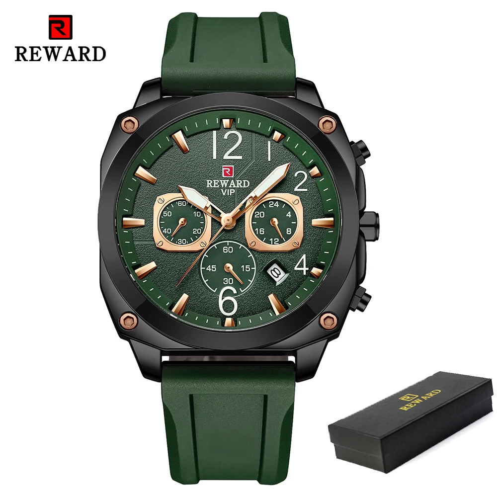 2022 New REWARD Mens Watches Top Luxury Brand Chronograph Waterproof Military Men Quartz Sport Wristwatch+Box Relogio Masculino 