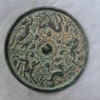 

China old Bronze Old Feng Shui Bronze mirror Figure scene