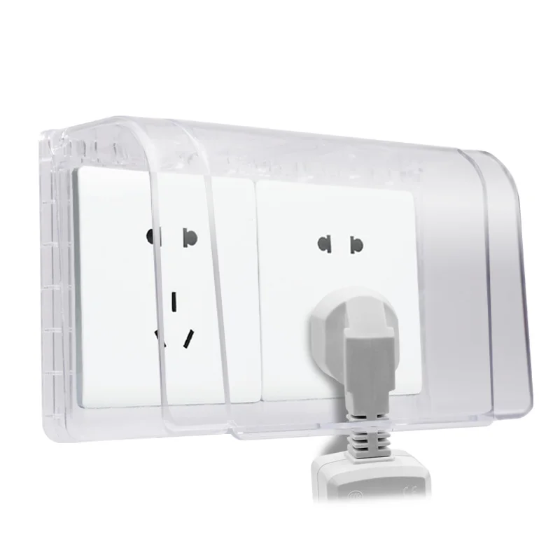 Double 86 type socket waterproof box bathroom two heightened paste type waterproof cover bathroom protection splash box afbeelding