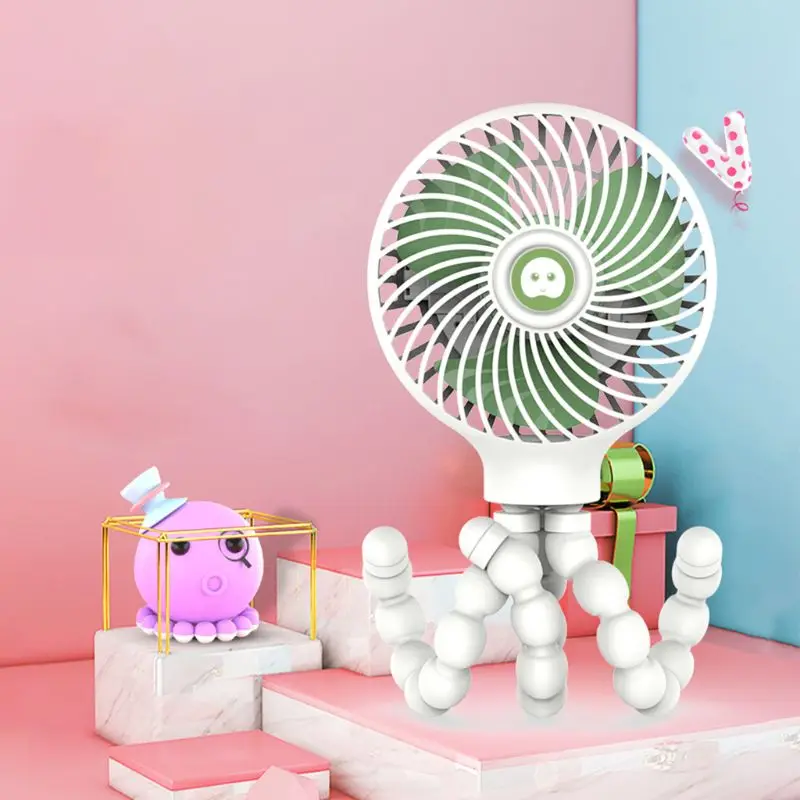 

Mini Portable Hanging Octopus Shape Stand Adjustable Handheld USB Charging Fan Cooler for Baby Stroller Student Use