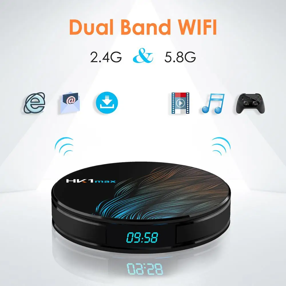  HK1 Max Smart TV Box Android 9.0 4GB 64GB Quad-Core 4K 5.8G Wifi Google Voice Assistant Netflix You