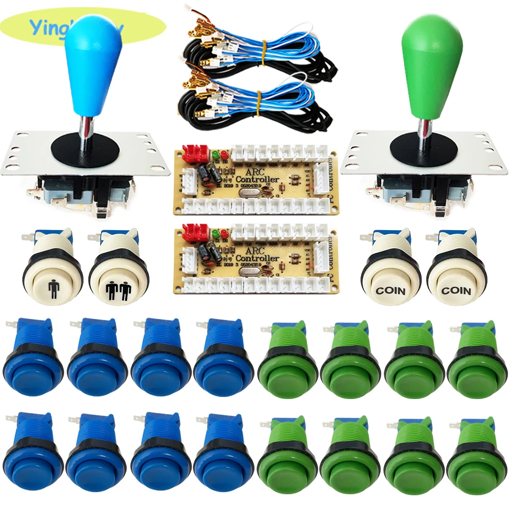 2 player arcade joystick kit zero delay mando usb encoder happ type button to PC Raspberry PI