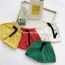 Модный летний комплект для мальчиков хлопок белье сплошной цвет оплетка шорты От 1 до 6 лет для детей на все случаи жизни, Рубашки домашние