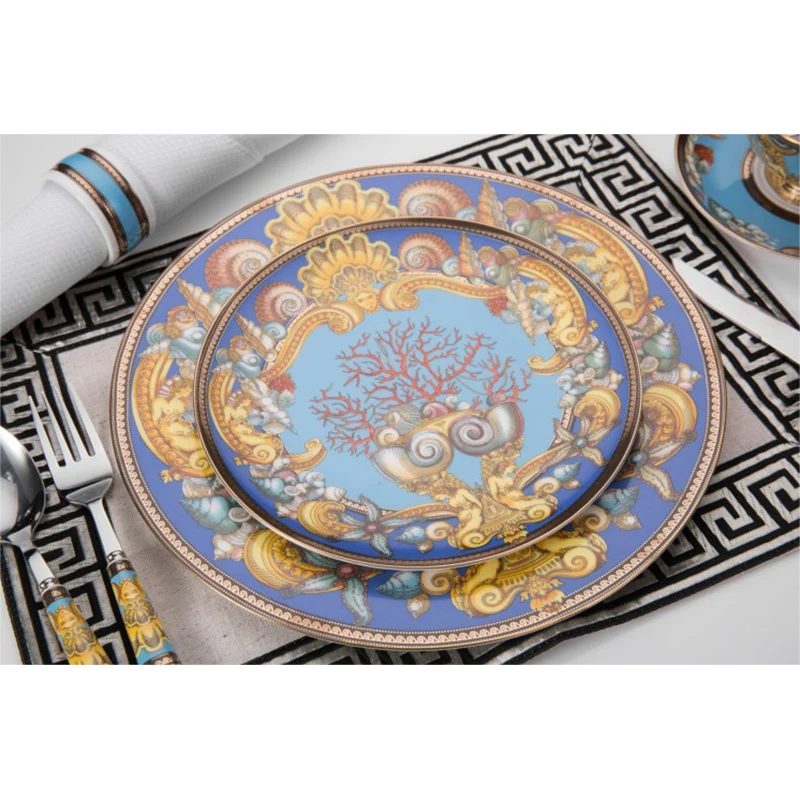 

European Modern Ceramics Western Food Plates Bone Porcelain Steak Ornaments Tableware Decorations bone china dish big plate