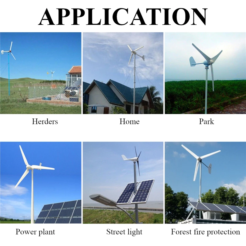 

2500W 12V/24V S2 Type 6 Blades Wind Turbines Generator Fit with Wind Controller Gift for Home lights Or Boat Red Black