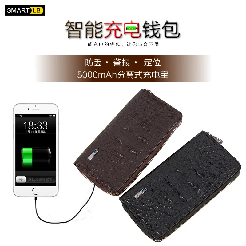 

Wallet Men's Long Genuine Leather Hand Grab Bag Crocodile Pattern Cow Leather Wallet Zipper MEN'S Handbag Crocodile Leather Clut