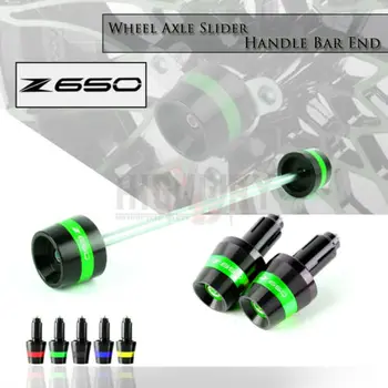 

Front Axle Fork Sliders Wheel Protector +Handle Bar End Grips Cap Cover For KAWASAKI Z650 17-19