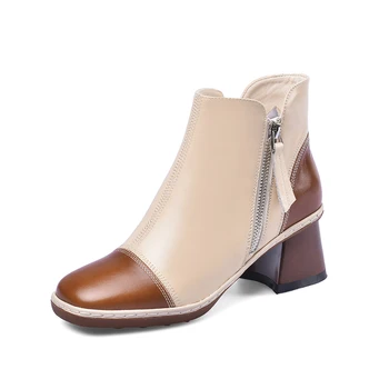 

Quality Cow Patent Leather Elegant Female Chelsea Boots Popular Square Toe Women Zipper Ankle Boots Warm Short Boots