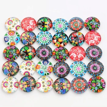 

50pcs/Lot 12mm Baroque Style Photo Glass Cabochons Mixed Color Cabochons For Bracelet earrings necklace Bases Settings-E2-40