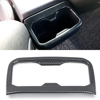 

For Toyota Tacoma 2016 2017 2018 2019 ABS Carbon Fiber Style Interior Rear Water Cup Holder Cover Trim Accessories