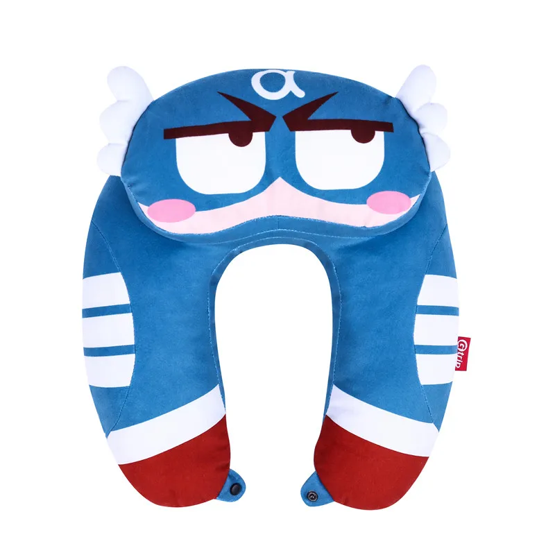 U-Shape Travel Pillow Airplane car Neck Pillow Travel Accessories soft Cartoon marvel hero Comfortable Pillows for Sleep Home - Цвет: Синий