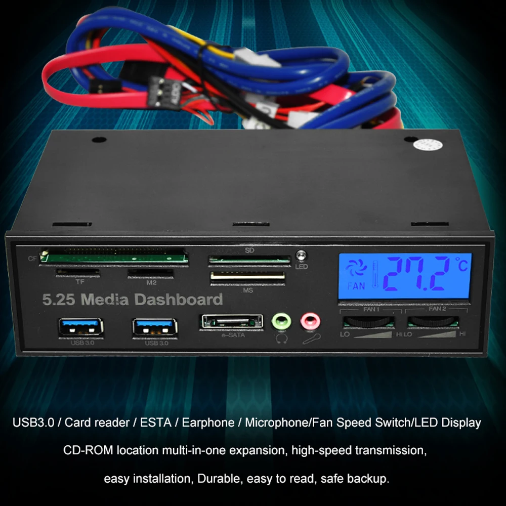 Deepfox Multifunctional Usb 3.0 Front Panel 5.25'' Media Dashboard E-sata  Ms Cf Tf Sd Card Reader 3.5mm Earphone Mic Interface - Internal Memory Card  Readers - AliExpress