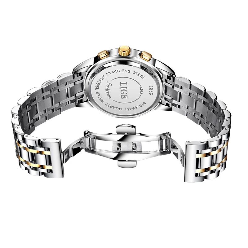 Lige New Rose Gold Women Watch Business Quartz Watch Ladies Top Brand Luxury Female Wrist Watc-4