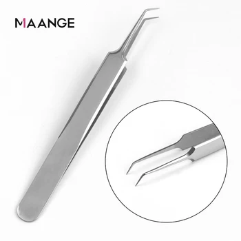 

MAANGE 1Pcs Blackhead Tweezers Eyelash Extension Nipper Anti Acid Steel Curved Needle Tweezers Removal Acne Face Care Tools