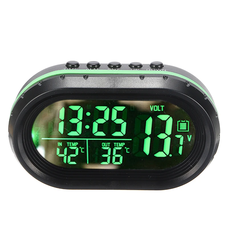 Vvciic Vvciic Car led Clock Electric Clock Digital Timer Temperature Clock with Green/Blue/Red Light Car Decorative Accessories 