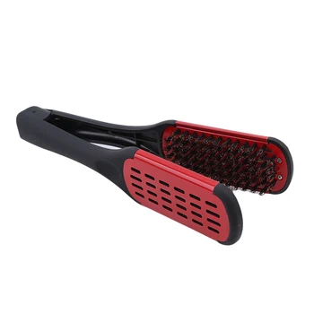 

Hairdressing Straightener Nylon Hair Straightening Double Brushes V Shape Comb Clamp Not Hurt Styling Tools DIY Home