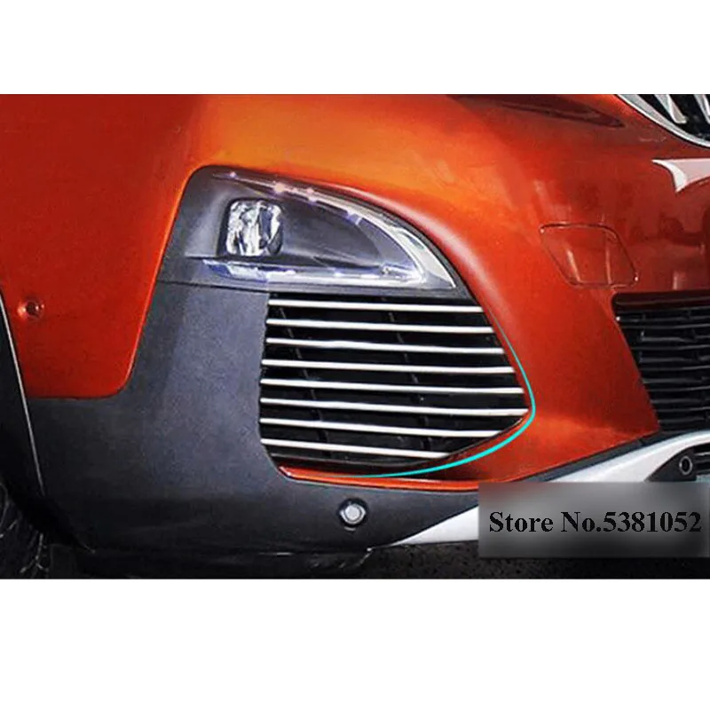 

16pcs Stainless Steel Below Front Fog Light Lamp Trim Cover Chrome Strips For Peugeot 3008 GT 2016 2017 2018 Car Accessories