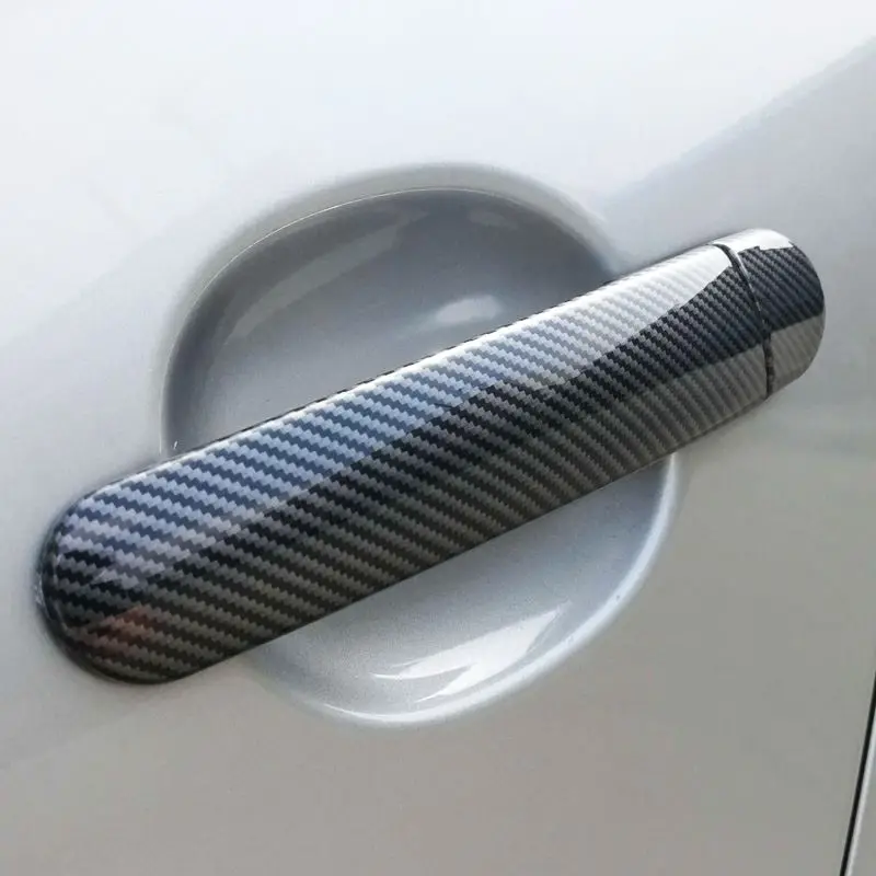 Для Skoda Rapid 2011 2012 2013 хром из углеродного волокна автомобилей дверные ручки Чехлы, автомобильные аксессуары, наклейки