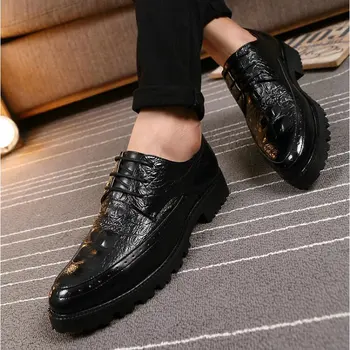 

Male Leather Classic Brogue Shoes thick bottom Oxfords For Wedding Office Business Designer Men Formal Dress Shoes A53-44