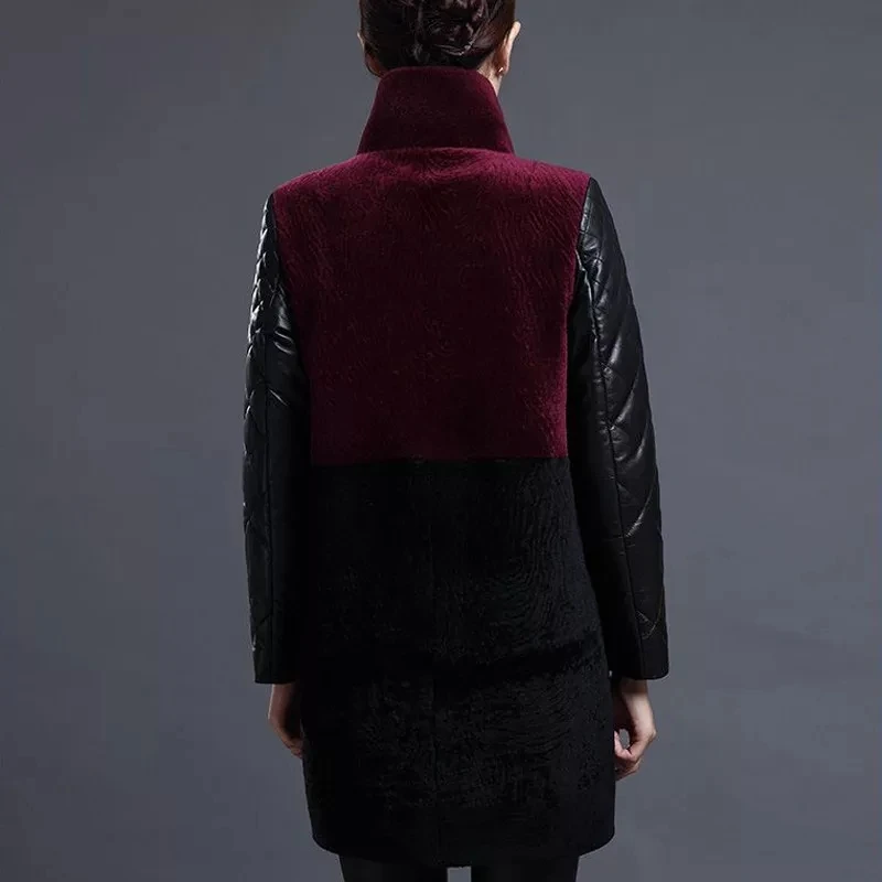 Женское меховое пальто из овечьей шерсти, женская зимняя куртка из овечьей кожи, куртка-парка, длинный пуховик, теплая верхняя одежда