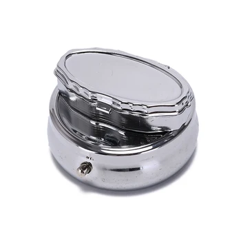 

1Pc Metal Round Advantageous Container Small Medicine Case Pill Box 2/3 Grids Divide Storage Silver Tablet Holder