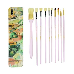 Ensemble de pinceaux à l'huile, éventail en queue de poisson, 10 pièces/ensemble, pour salon d'art professionnel, peinture à la Gouache 