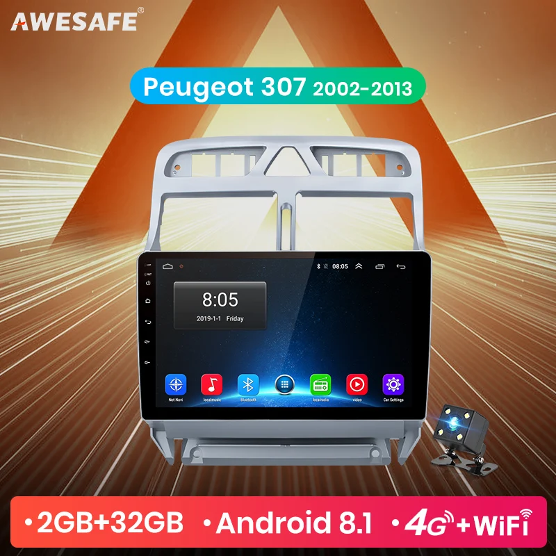 AWESAFE для peugeot 307 2002-2012 автомобильный Радио Мультимедиа Видео плеер gps No 2din 2 din Android 8,1 2G+ 32G