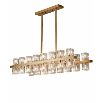 

Modern Design Rectangular Crystal Chandelier Hanging Light LED Lighting Chandeliers Restaurant Living Room Dining Room Lamp