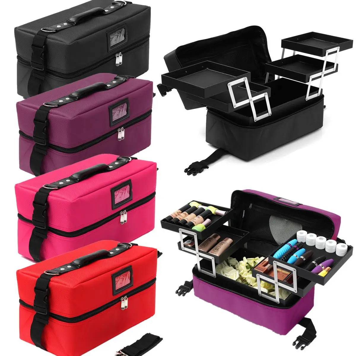 

Makeup Storage Bag Cosmetic Organiser Case Jewellery Storage Trinket Zipper Box Holder Travel Toilet Wash Bag