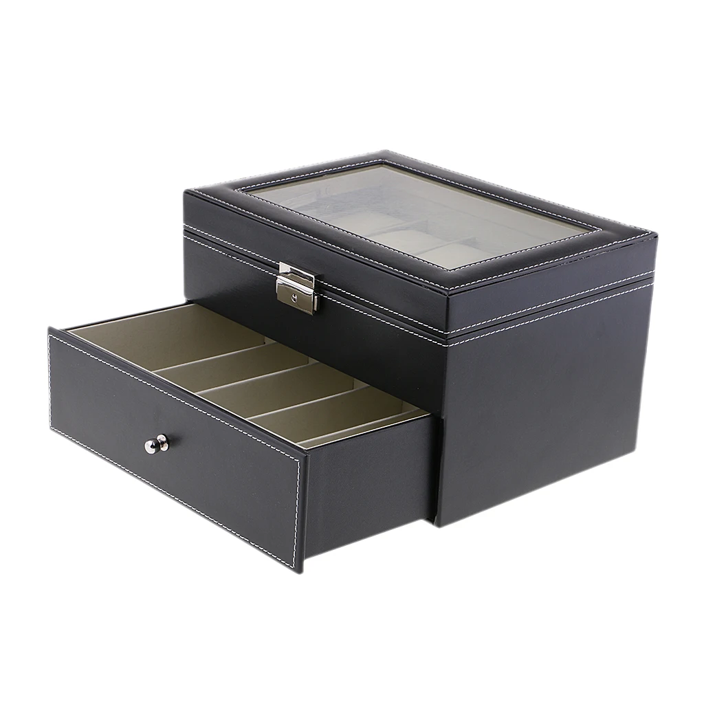 

PU Transparent Display Storage Holder Case 20 Slot for Watch Jewelry Rings