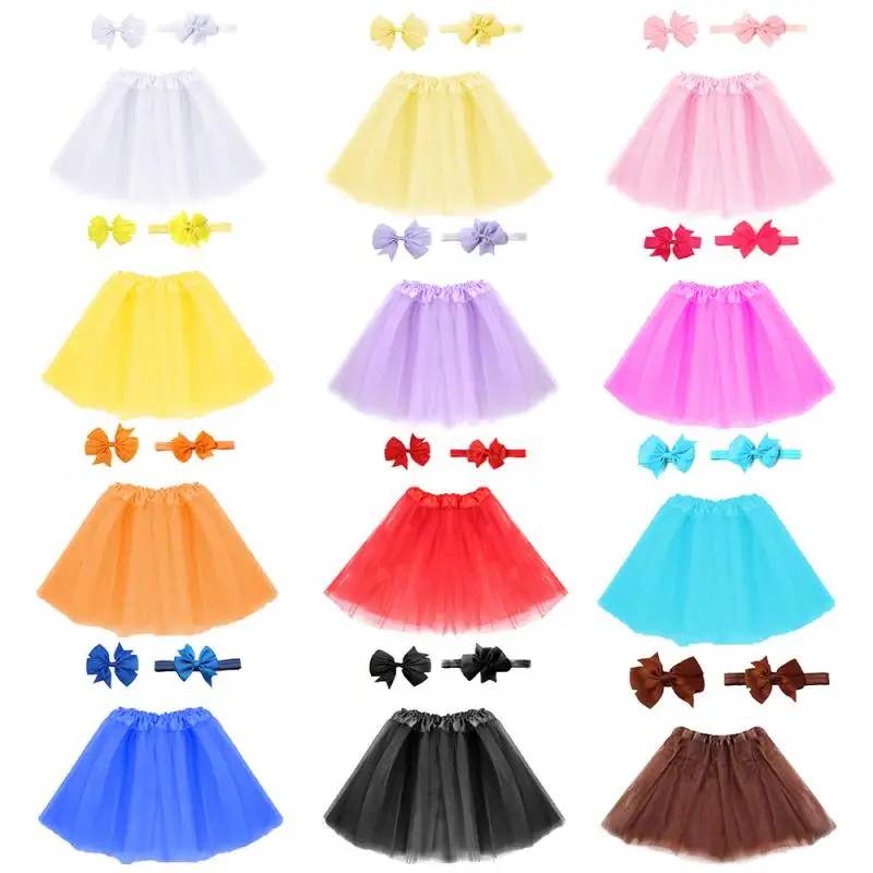 

Newborn Baby Girl Multi-color Skirt Headdress Sets Flower Photography Prop Fashion Lace Solid Color Baby Clothing