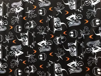 

50*160cm Cotton Lycra Halloween Skull Printed Fabric Patchwork Cloth DIY Sewing Quilting Material Handmade Cloth Dress Bedding