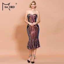Missord, элегантные женские вечерние платья без бретелек с блестками, с открытой спиной, с геометрическими оборками, женские вечерние платья FT19978