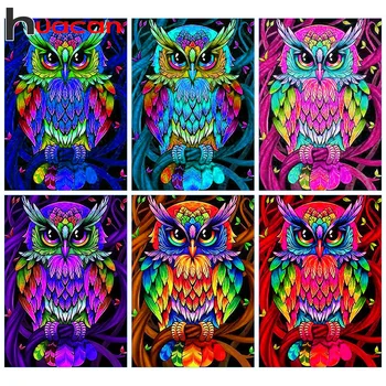

Huacan Diamond Painting 5d Owl Full Square Drill Diamond Embroidery Cross Stitch Animal Needlework DIY Home Decor