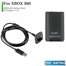 Bateria recarregável para xbox 360 controlador sem fio usb carregador cabo doca para microsoft xbo x360 4800mah carregadores cabo